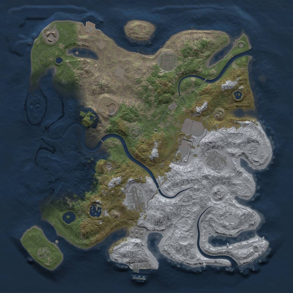 Rust Map: Procedural Map, Size: 3550, Seed: 3536, 14 Monuments