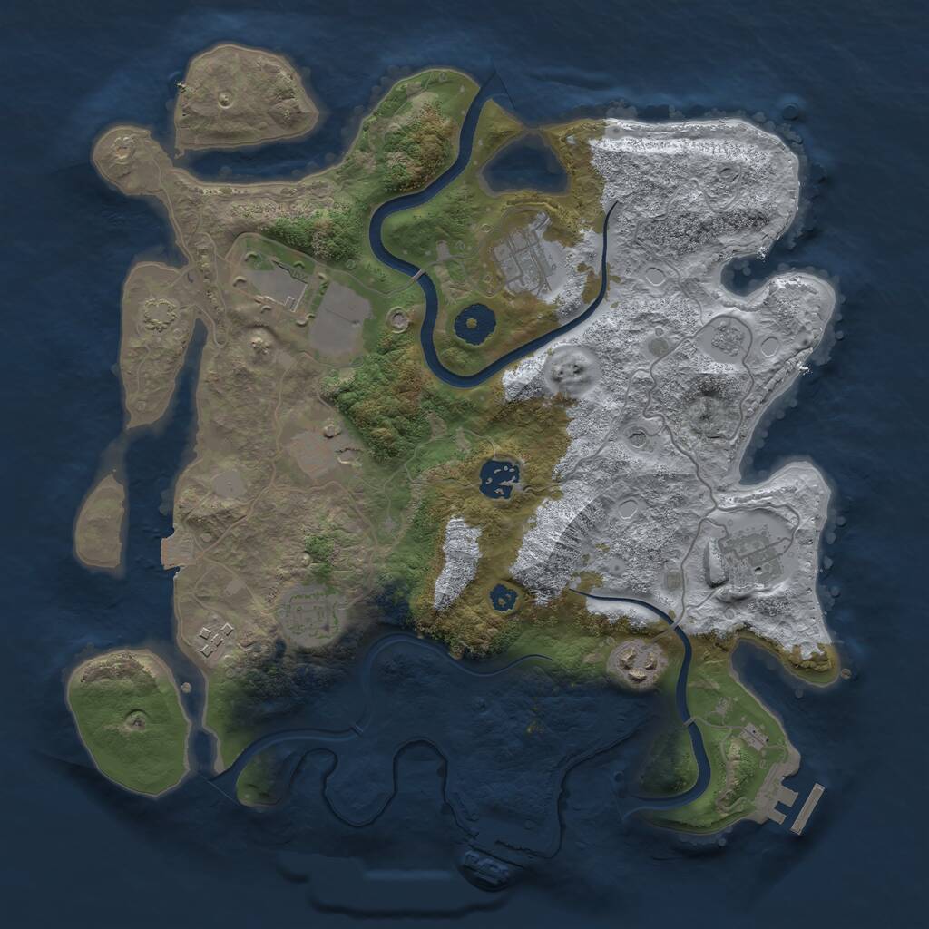 Rust Map: Procedural Map, Size: 3500, Seed: 1451651075, 14 Monuments