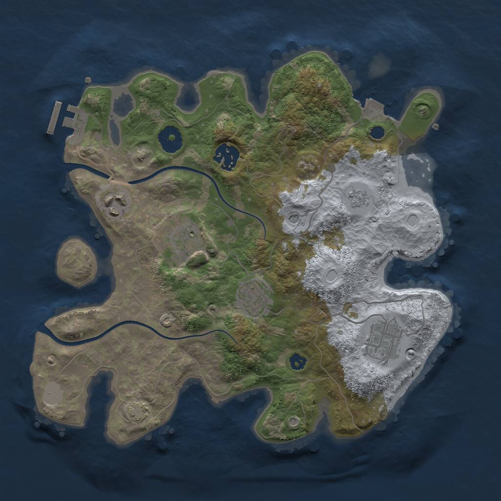 Rust Map: Procedural Map, Size: 3000, Seed: 1668819654, 10 Monuments