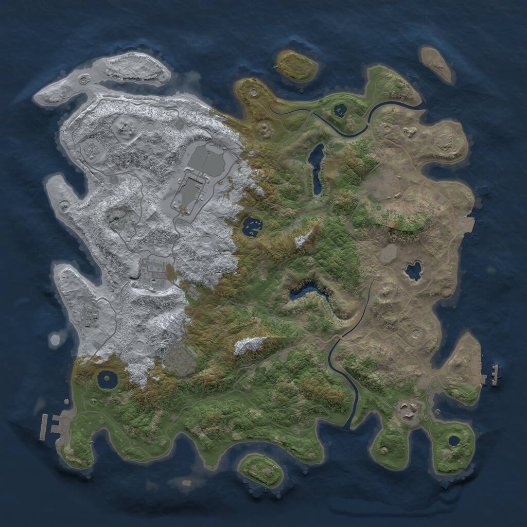 Rust Map: Procedural Map, Size: 4000, Seed: 5896738, 13 Monuments