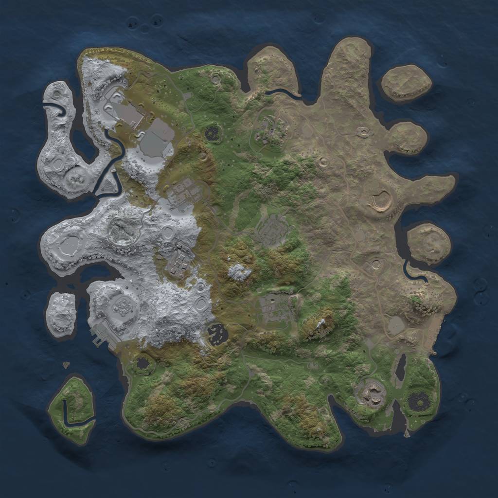 Rust Map: Procedural Map, Size: 3500, Seed: 74402134, 16 Monuments