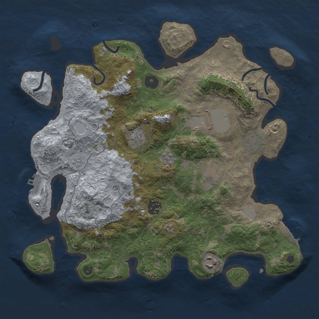 Rust Map: Procedural Map, Size: 3500, Seed: 1545808626, 16 Monuments