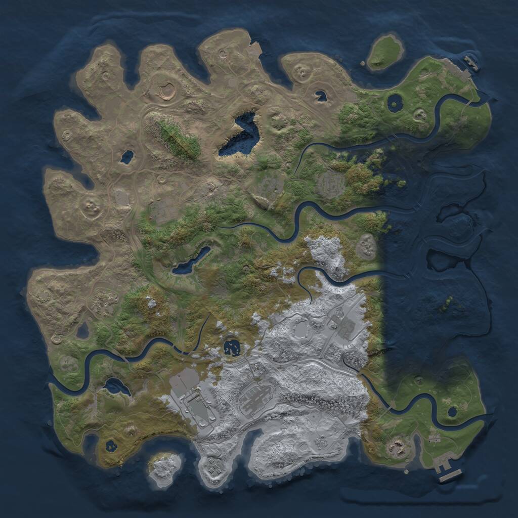 Rust Map: Procedural Map, Size: 4500, Seed: 7164, 17 Monuments