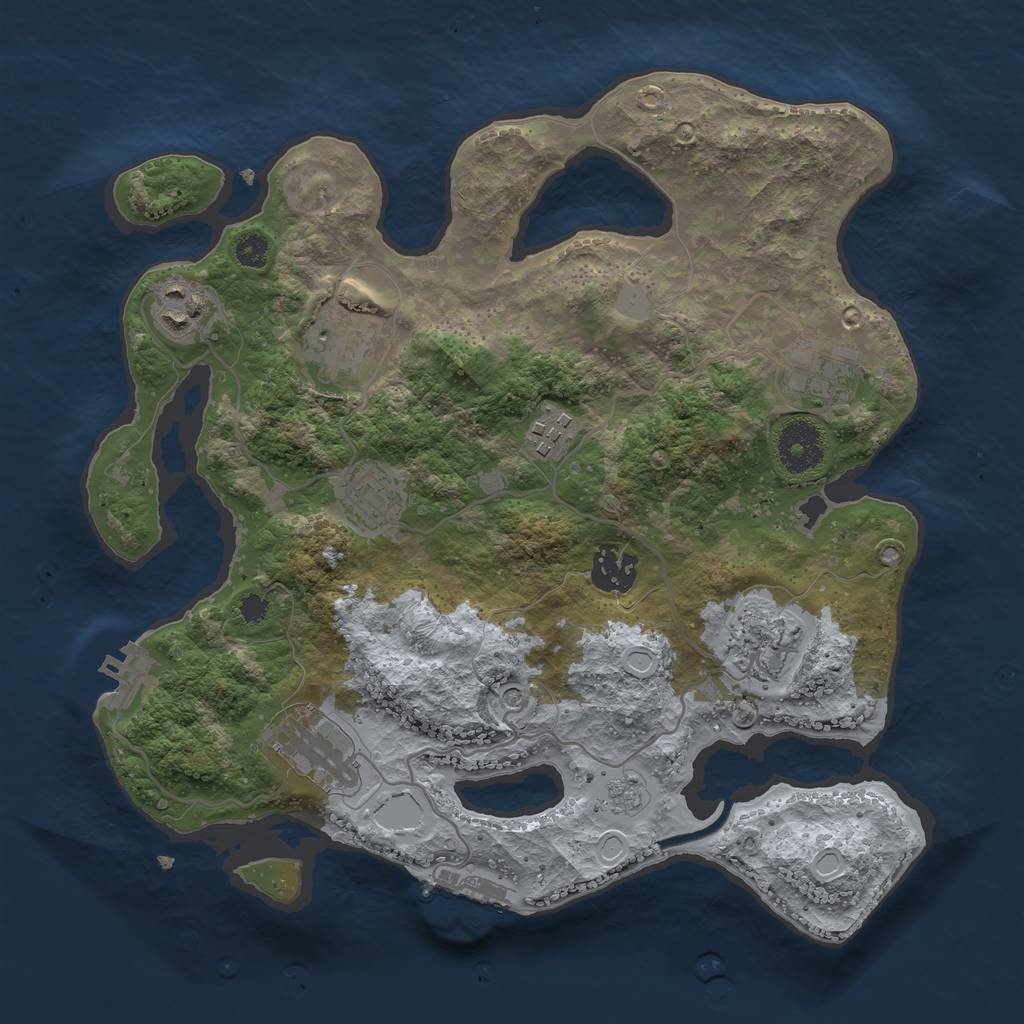 Rust Map: Procedural Map, Size: 3200, Seed: 543237475, 17 Monuments