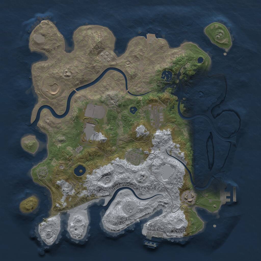 Rust Map: Procedural Map, Size: 3500, Seed: 541984750, 14 Monuments