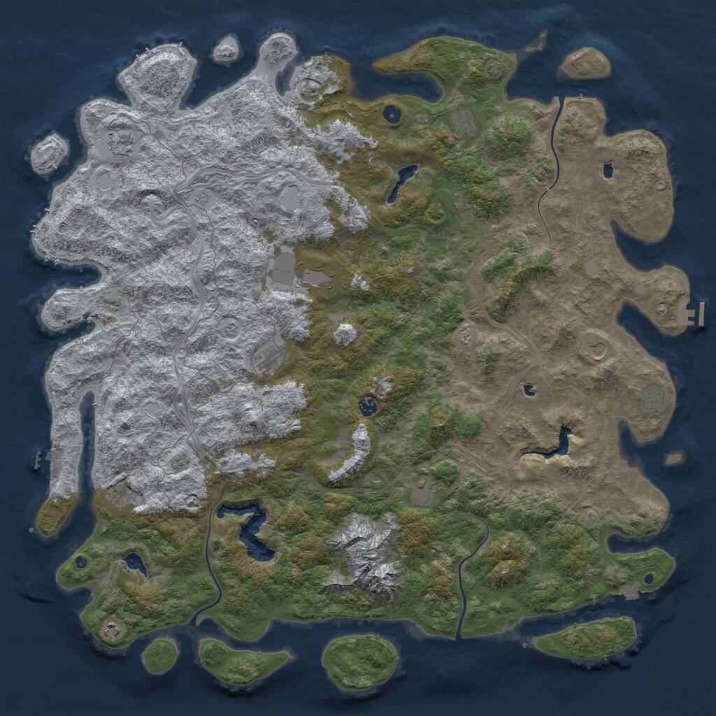 Rust Map: Procedural Map, Size: 6000, Seed: 1035203853, 17 Monuments