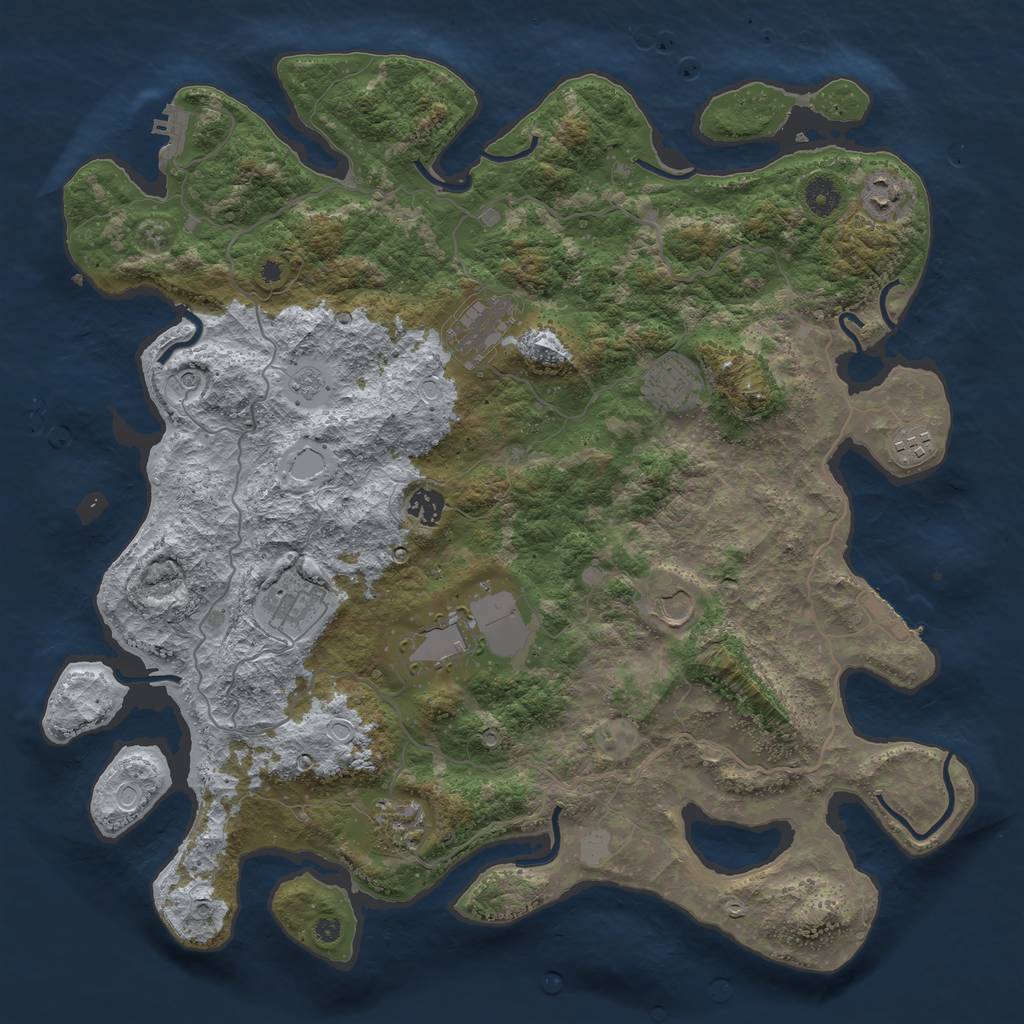 Rust Map: Procedural Map, Size: 4200, Seed: 736982, 18 Monuments