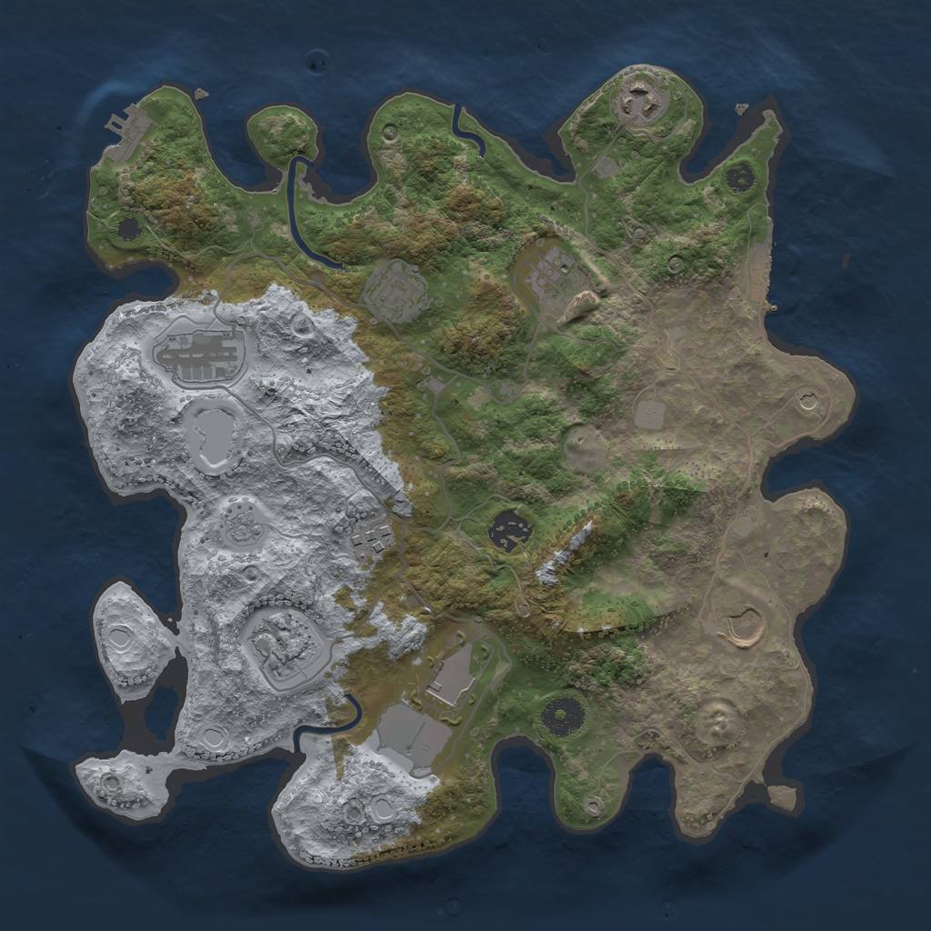 Rust Map: Procedural Map, Size: 3500, Seed: 483854684, 18 Monuments