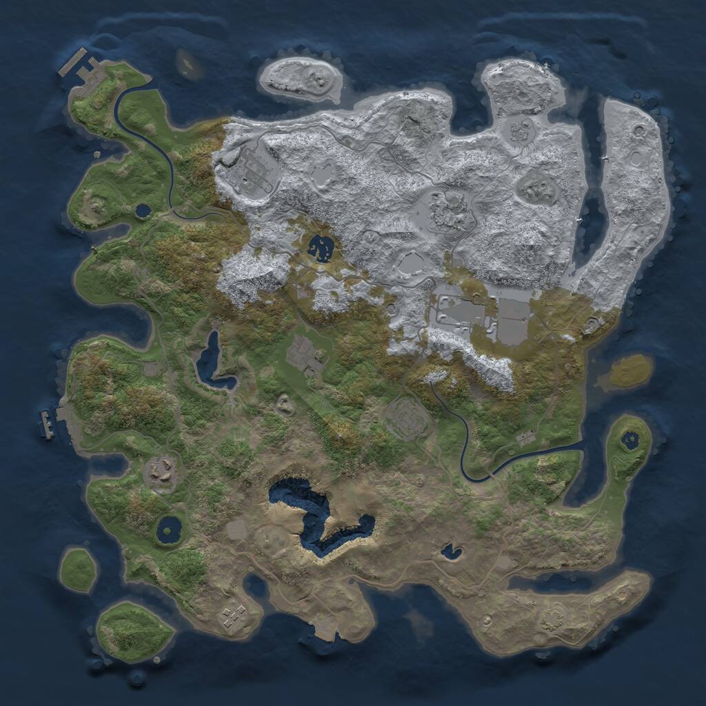 Rust Map: Procedural Map, Size: 4000, Seed: 6563, 14 Monuments