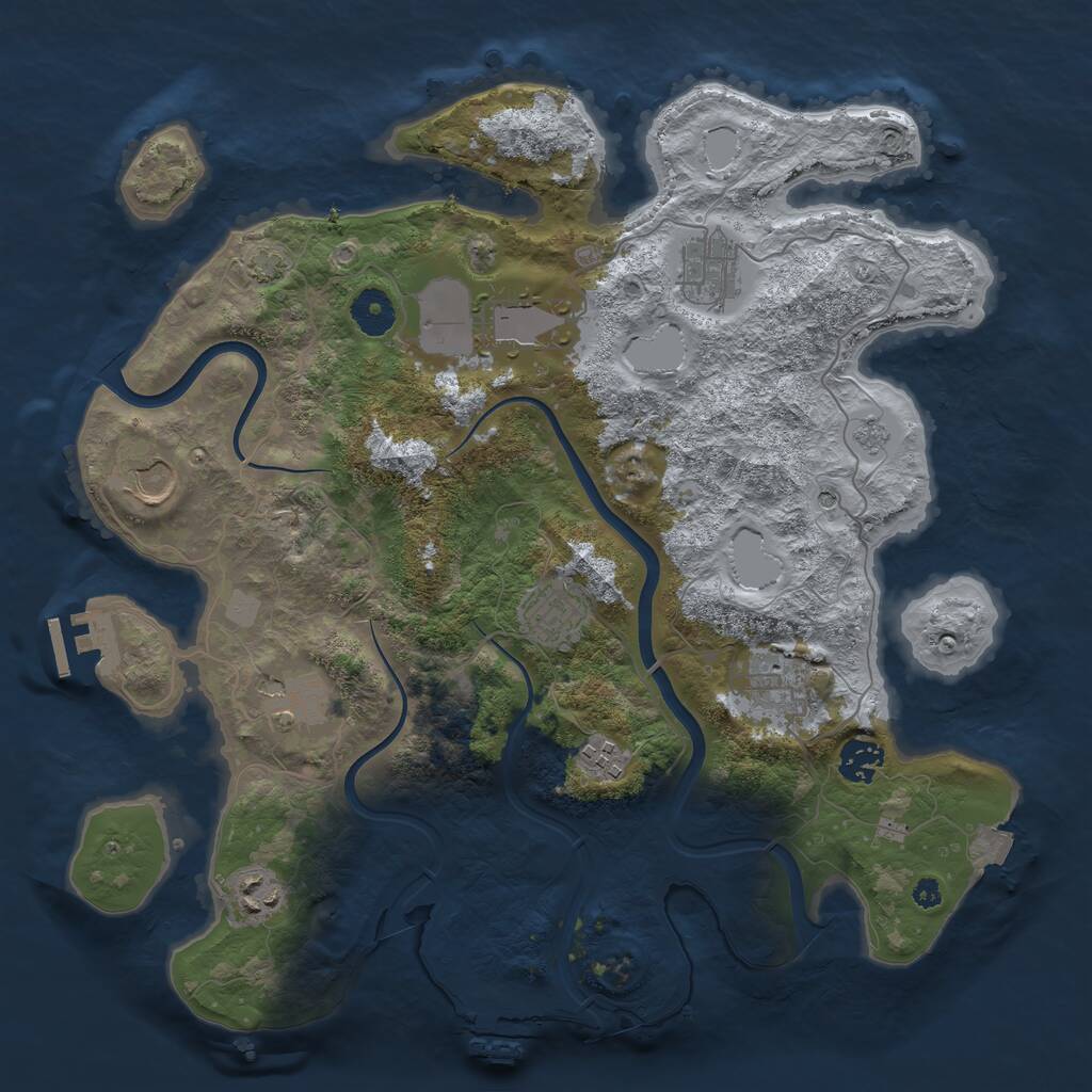 Rust Map: Procedural Map, Size: 3700, Seed: 1725257525, 15 Monuments