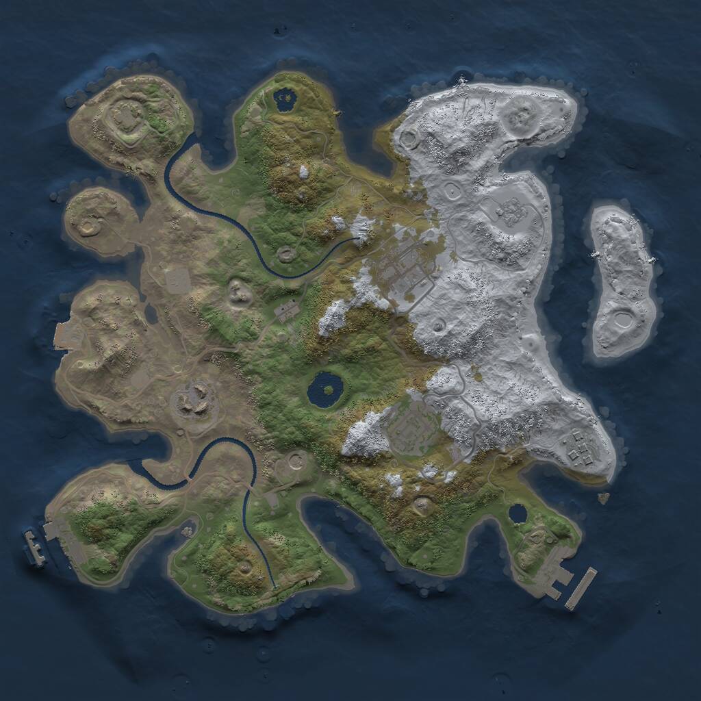 Rust Map: Procedural Map, Size: 3000, Seed: 2168759, 10 Monuments