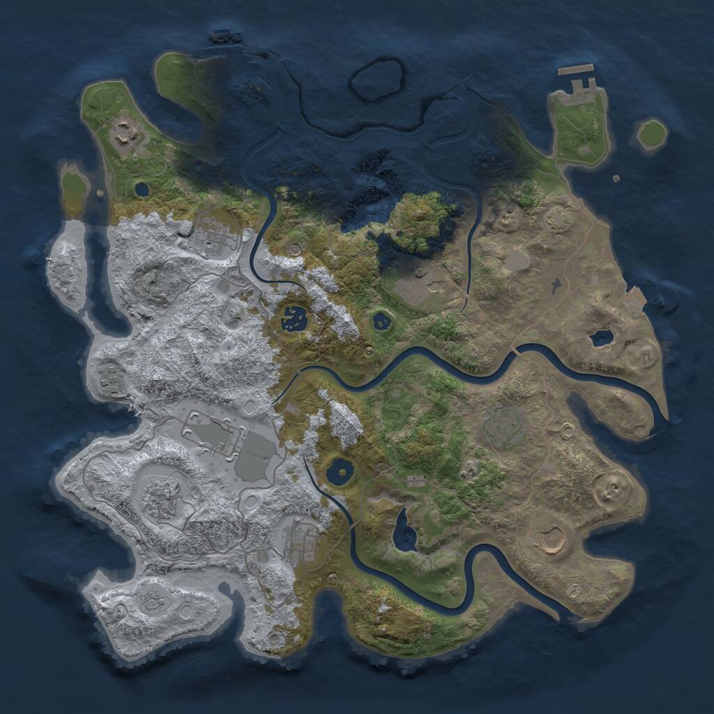 Rust Map: Procedural Map, Size: 4000, Seed: 1927784822, 16 Monuments