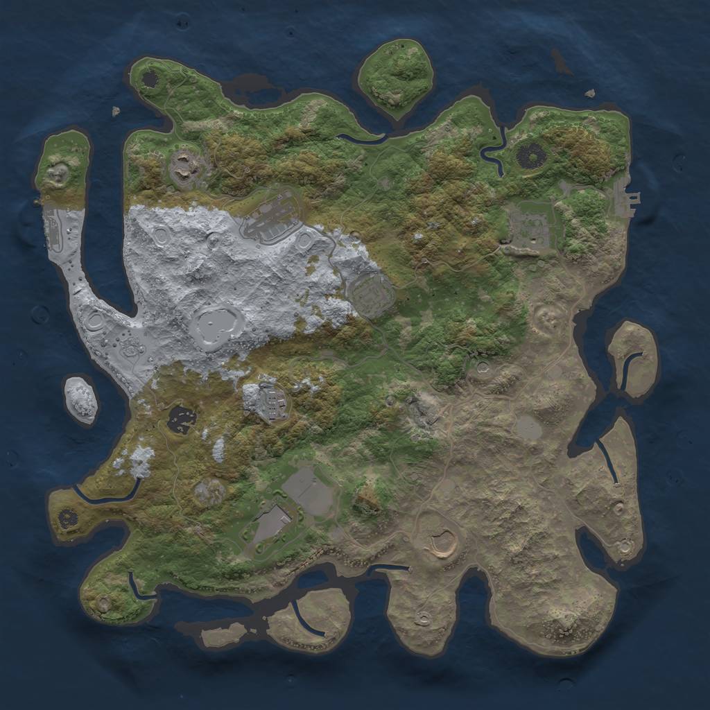 Rust Map: Procedural Map, Size: 3800, Seed: 142183144, 15 Monuments
