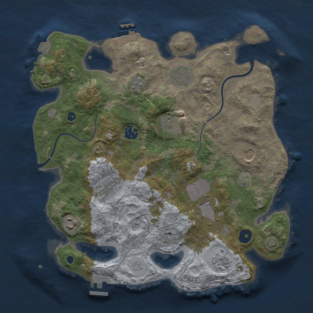 Rust Map: Procedural Map, Size: 3500, Seed: 145223067, 15 Monuments