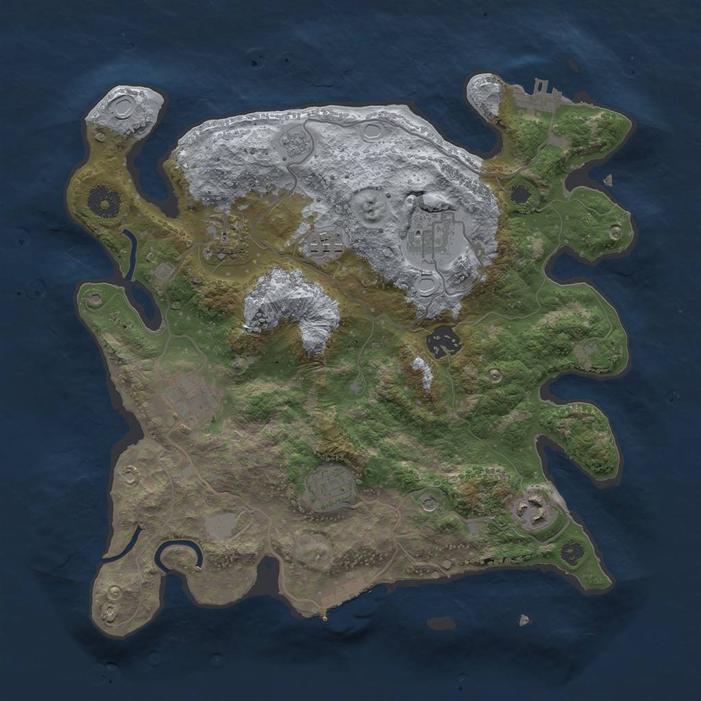 Rust Map: Procedural Map, Size: 3200, Seed: 13835, 16 Monuments