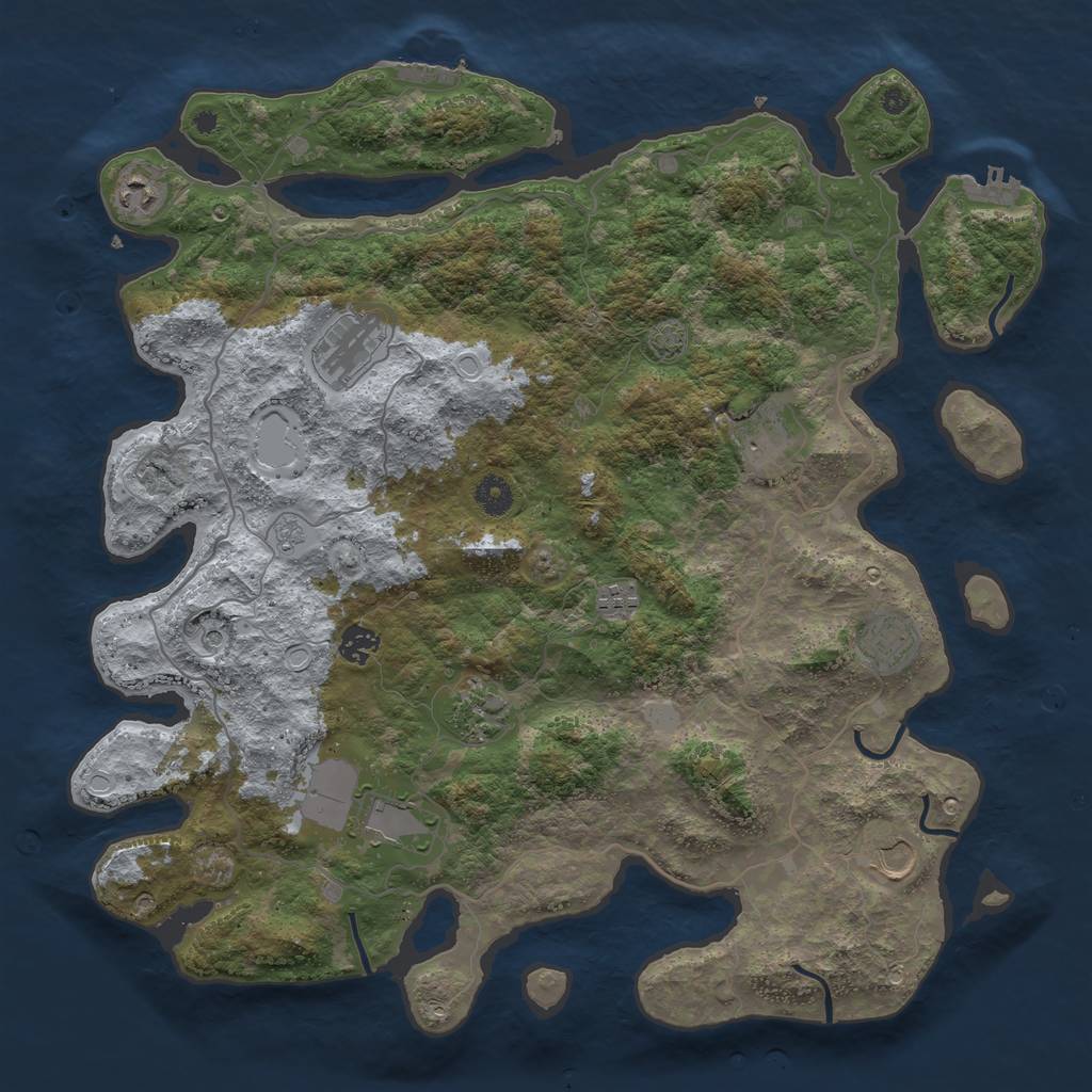 Rust Map: Procedural Map, Size: 4200, Seed: 6, 17 Monuments