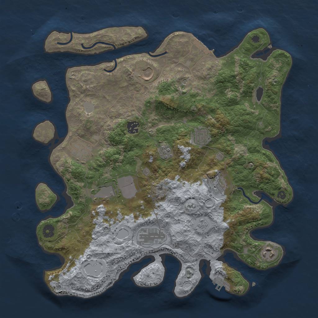 Rust Map: Procedural Map, Size: 3700, Seed: 1999234669, 18 Monuments