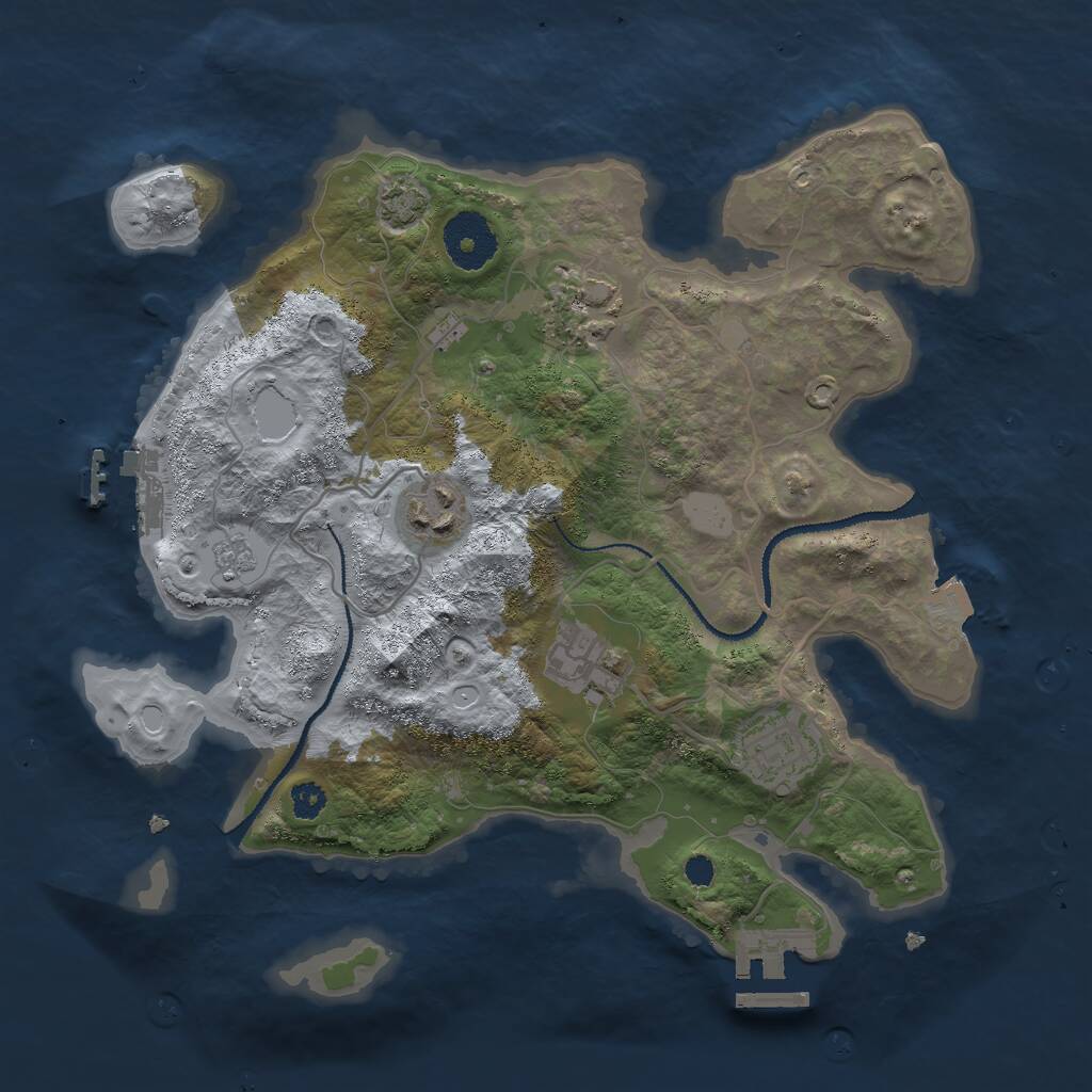 Rust Map: Procedural Map, Size: 3000, Seed: 47859, 9 Monuments