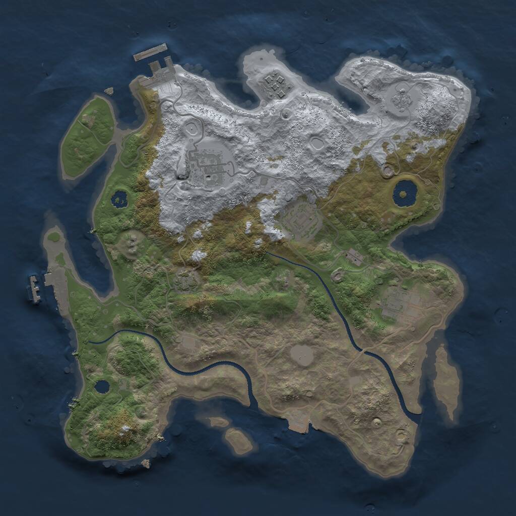 Rust Map: Procedural Map, Size: 3000, Seed: 1752459173, 9 Monuments