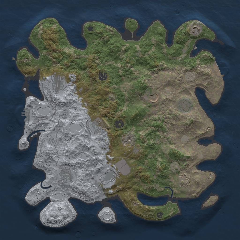 Rust Map: Procedural Map, Size: 3950, Seed: 4557341, 17 Monuments