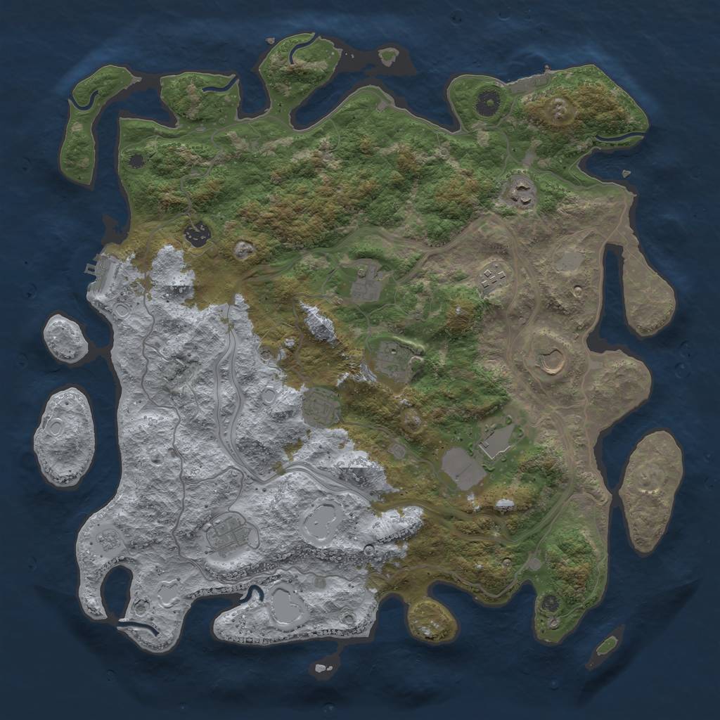 Rust Map: Procedural Map, Size: 4300, Seed: 830250141, 16 Monuments