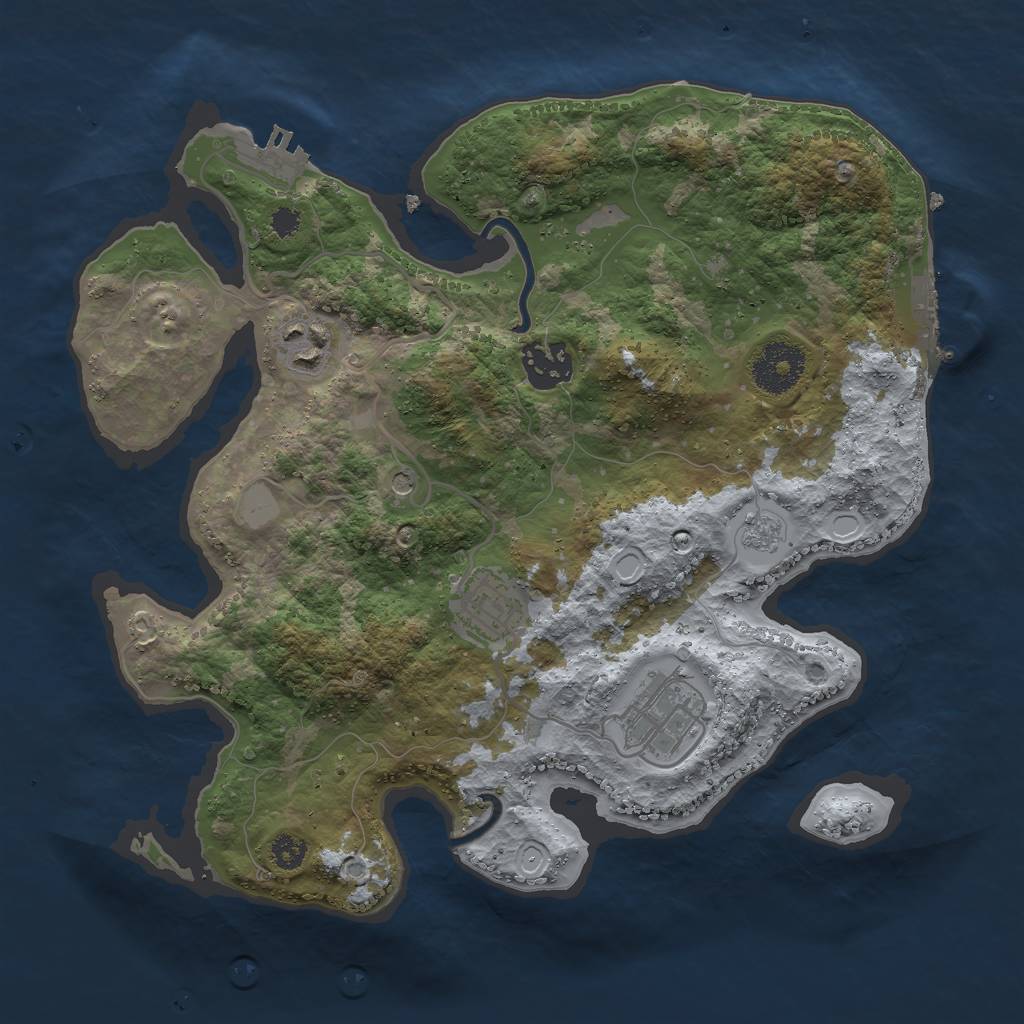 Rust Map: Procedural Map, Size: 3000, Seed: 878729077, 13 Monuments