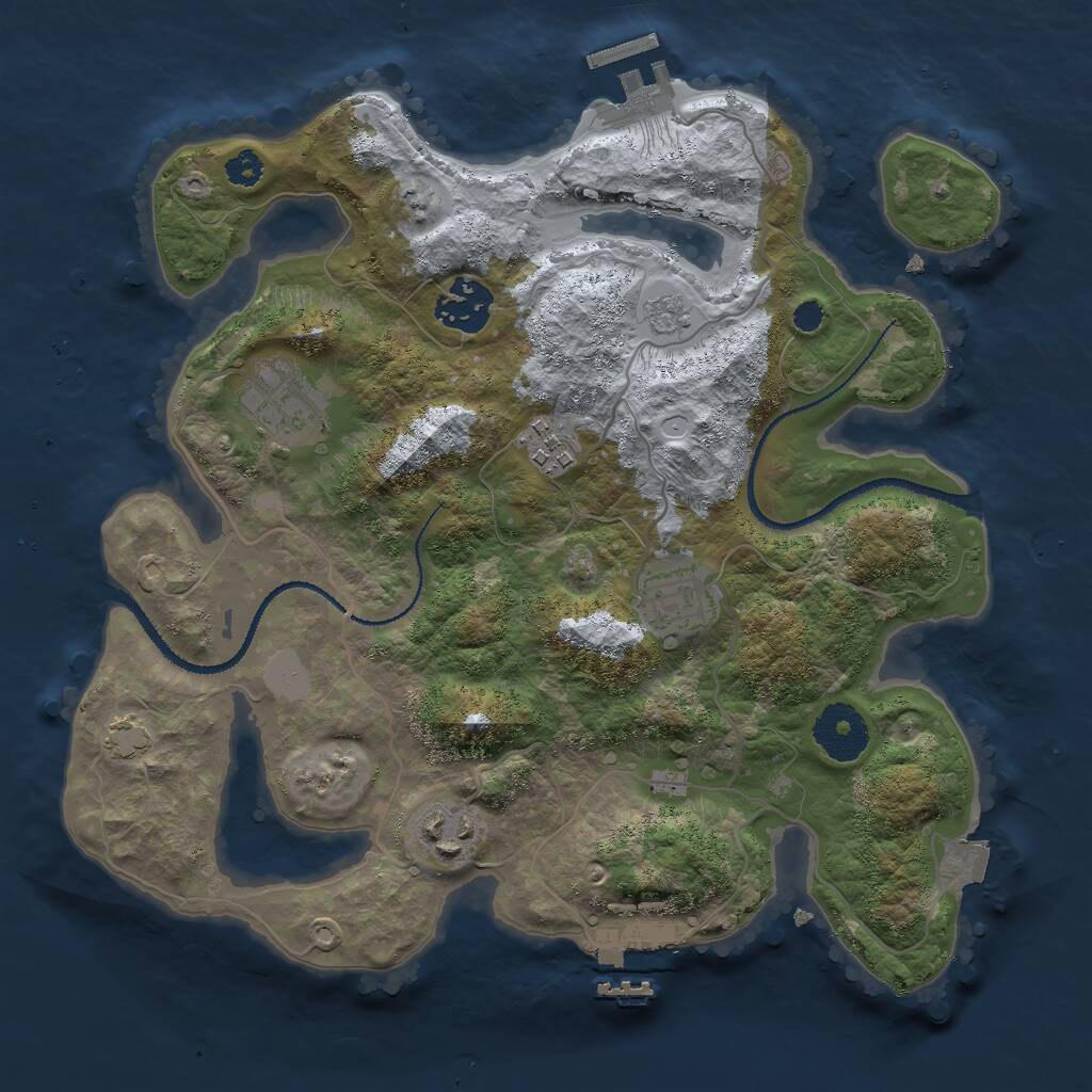 Rust Map: Procedural Map, Size: 3000, Seed: 138677, 10 Monuments