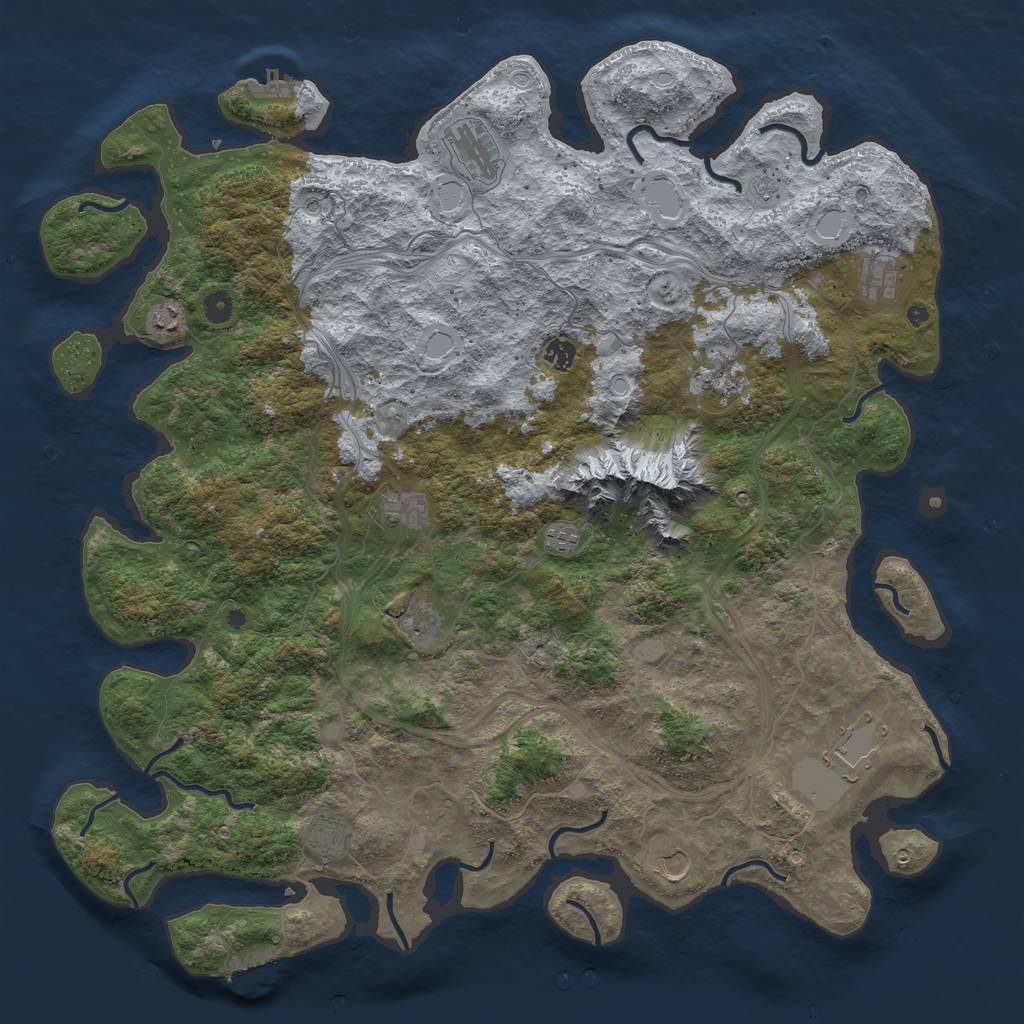 Rust Map: Procedural Map, Size: 5000, Seed: 36828451, 18 Monuments