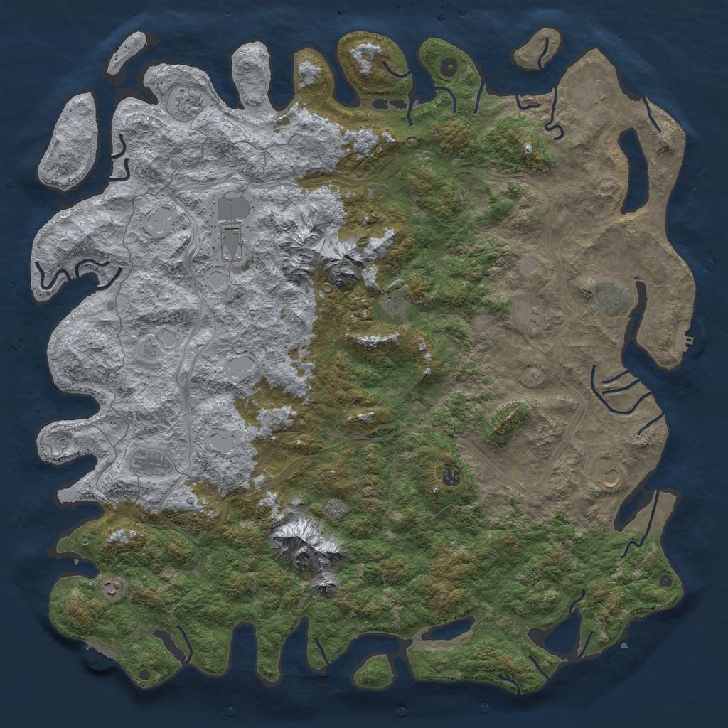 Rust Map: Procedural Map, Size: 6000, Seed: 864047449, 20 Monuments