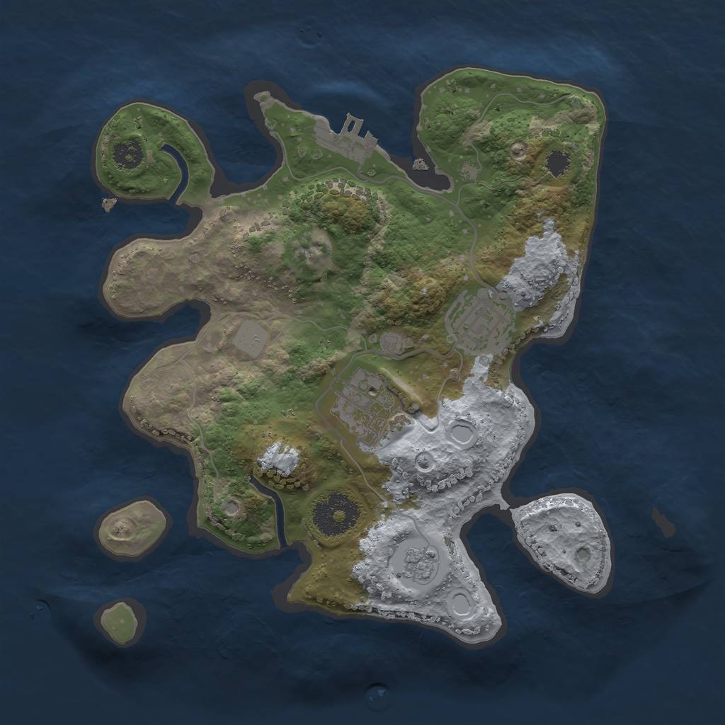 Rust Map: Procedural Map, Size: 2500, Seed: 639382549, 7 Monuments