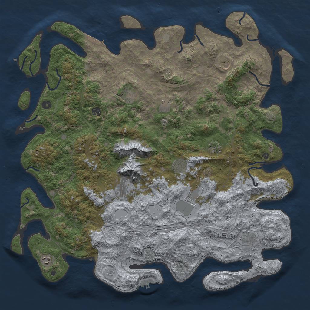 Rust Map: Procedural Map, Size: 5000, Seed: 380640231, 19 Monuments