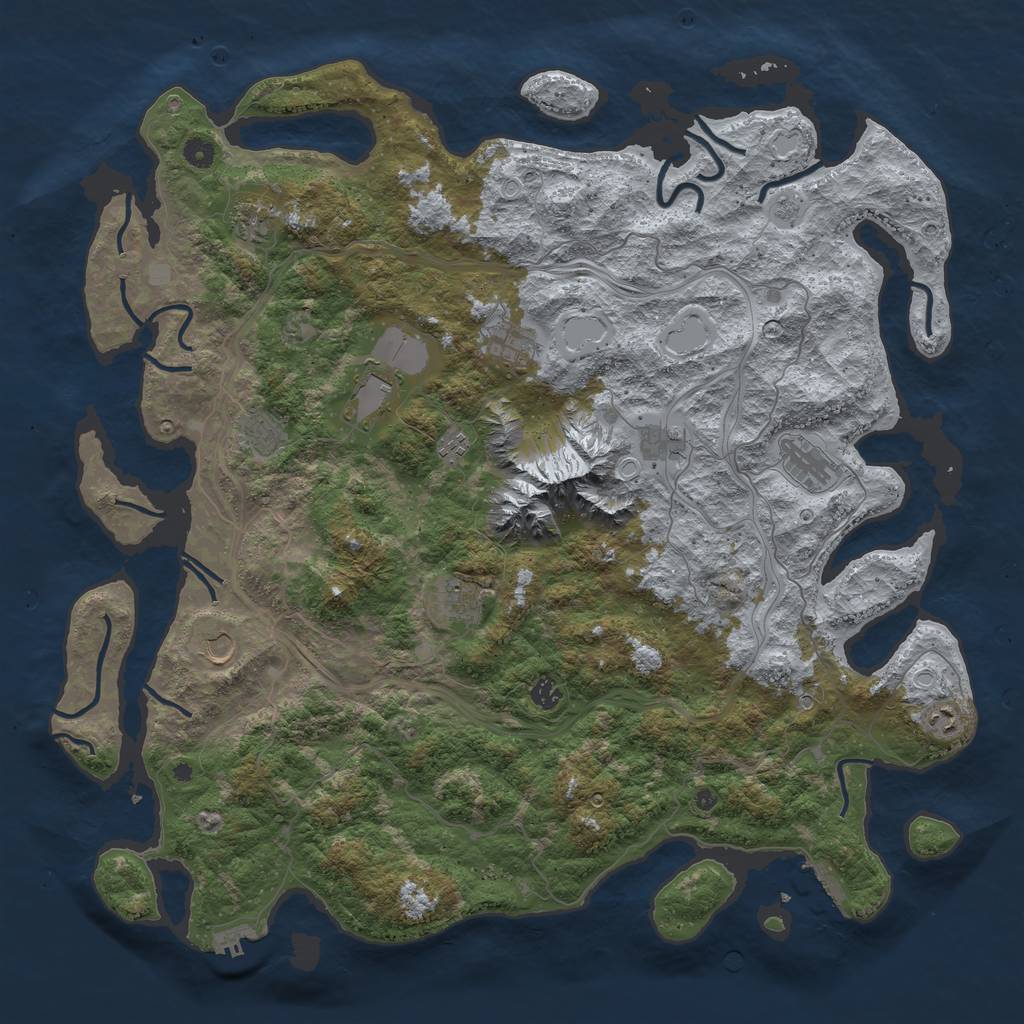 Rust Map: Procedural Map, Size: 5000, Seed: 896343, 20 Monuments