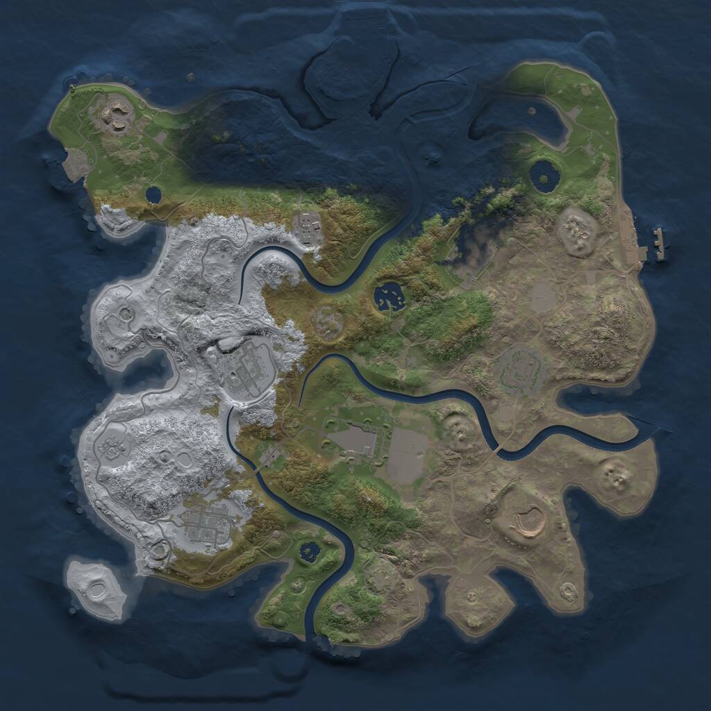 Rust Map: Procedural Map, Size: 3500, Seed: 1650450287, 15 Monuments