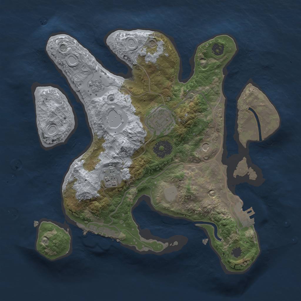 Rust Map: Procedural Map, Size: 2500, Seed: 877655, 9 Monuments