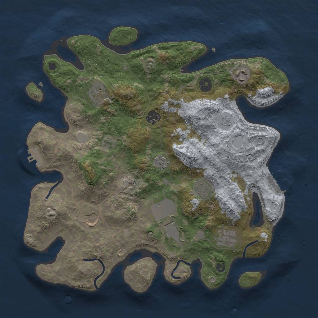 Rust Map: Procedural Map, Size: 3500, Seed: 48561425, 17 Monuments