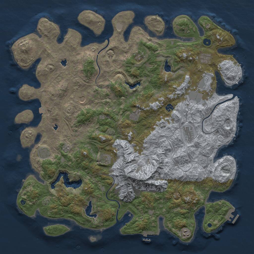 Rust Map: Procedural Map, Size: 5000, Seed: 739468011, 17 Monuments