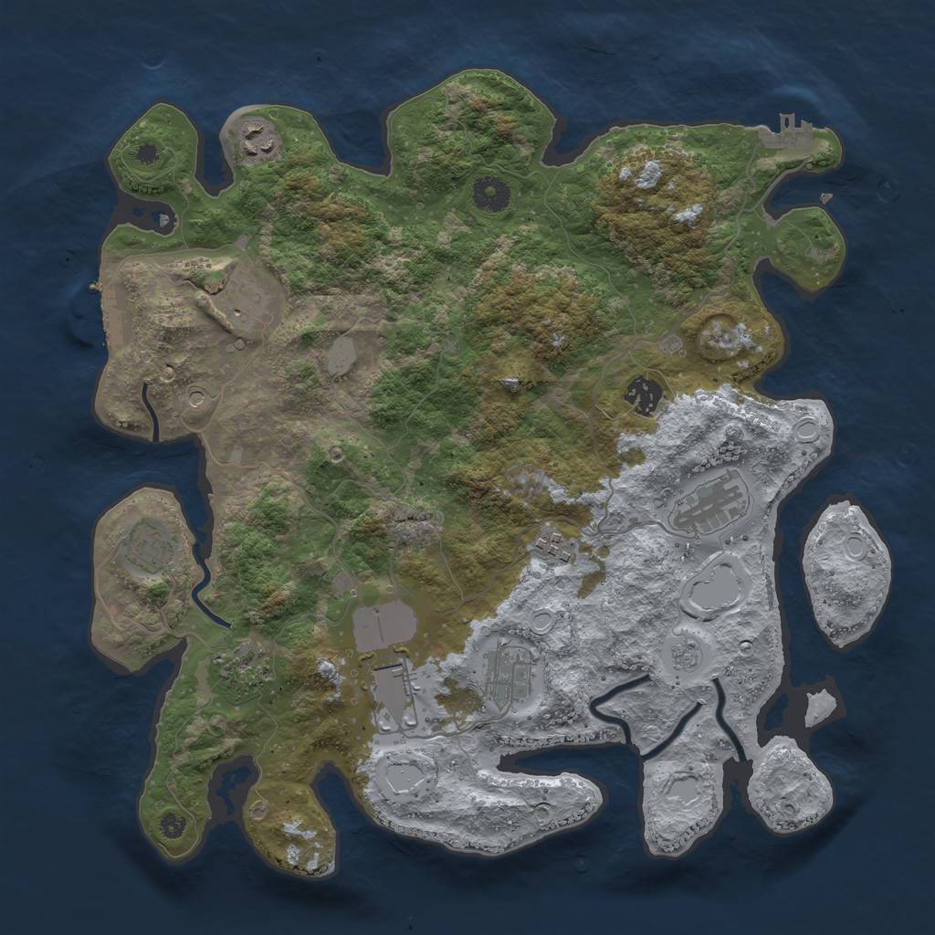 Rust Map: Procedural Map, Size: 3800, Seed: 1156992506, 18 Monuments