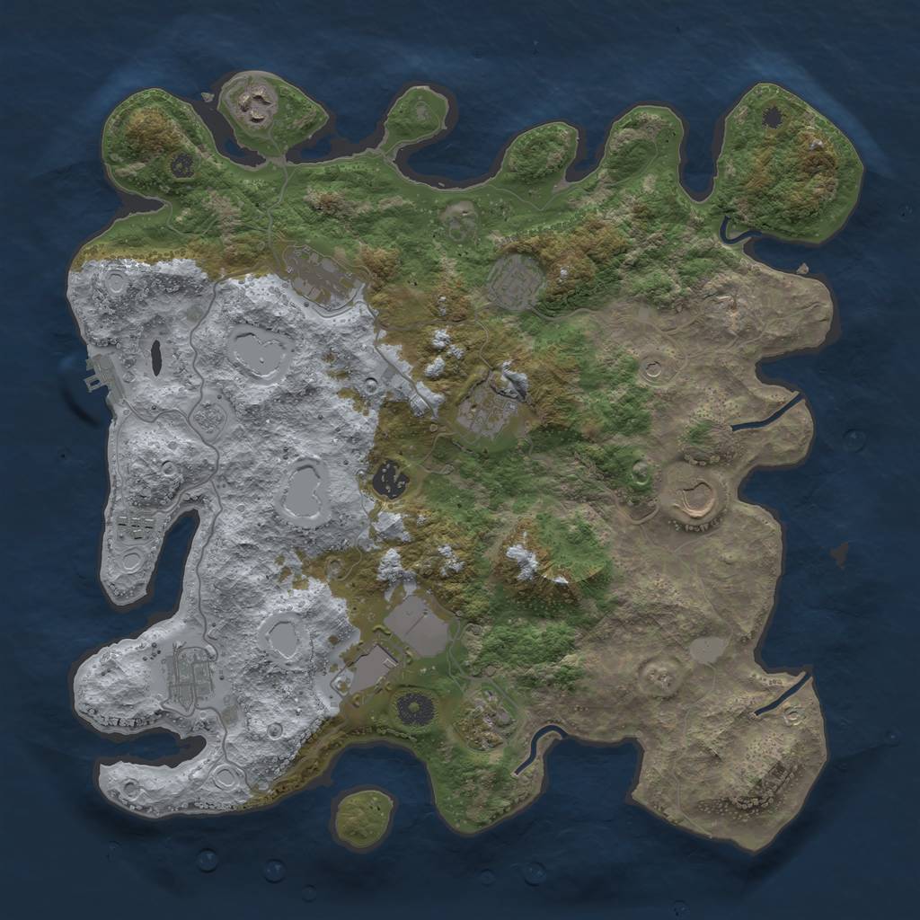 Rust Map: Procedural Map, Size: 3850, Seed: 716702193, 18 Monuments