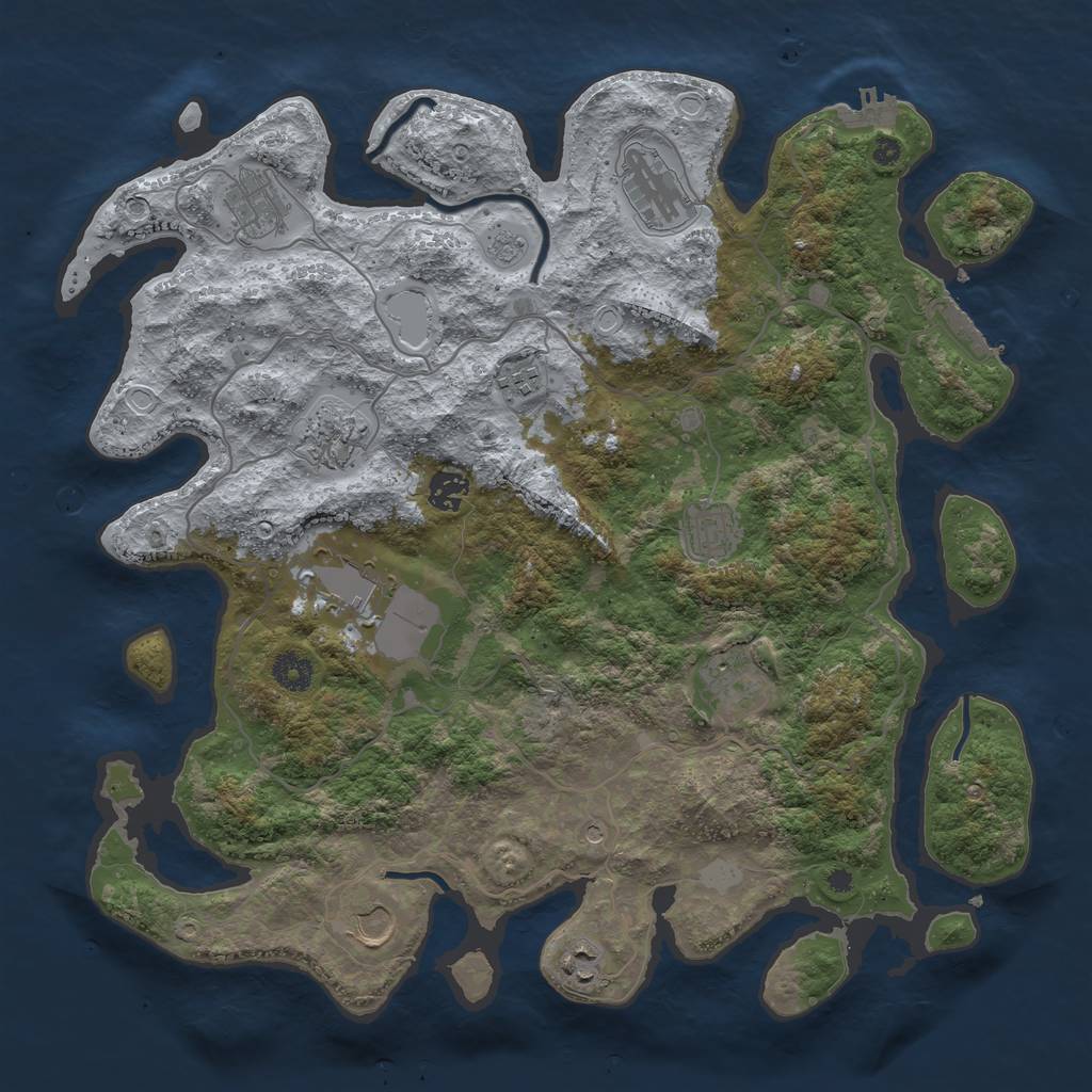 Rust Map: Procedural Map, Size: 4000, Seed: 790031509, 17 Monuments