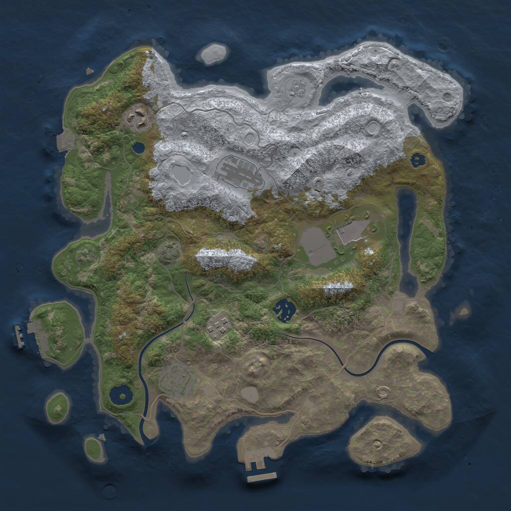 Rust Map: Procedural Map, Size: 3500, Seed: 1595070344, 11 Monuments