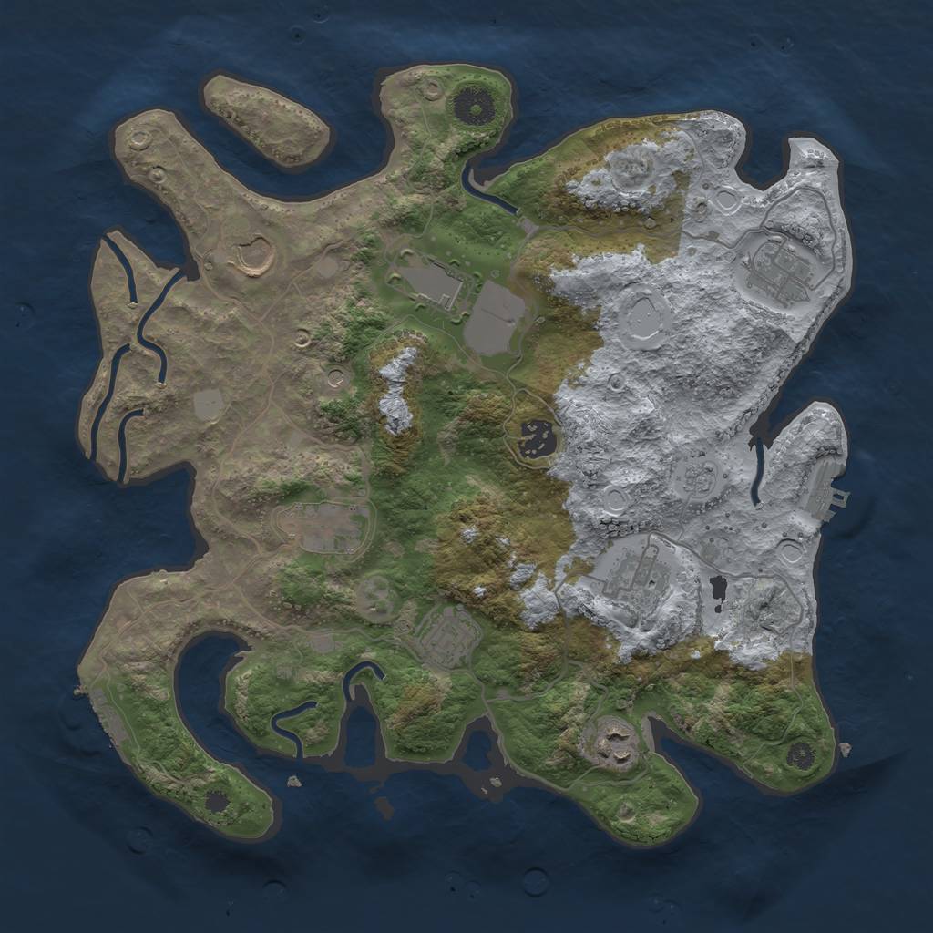 Rust Map: Procedural Map, Size: 3500, Seed: 68147, 17 Monuments