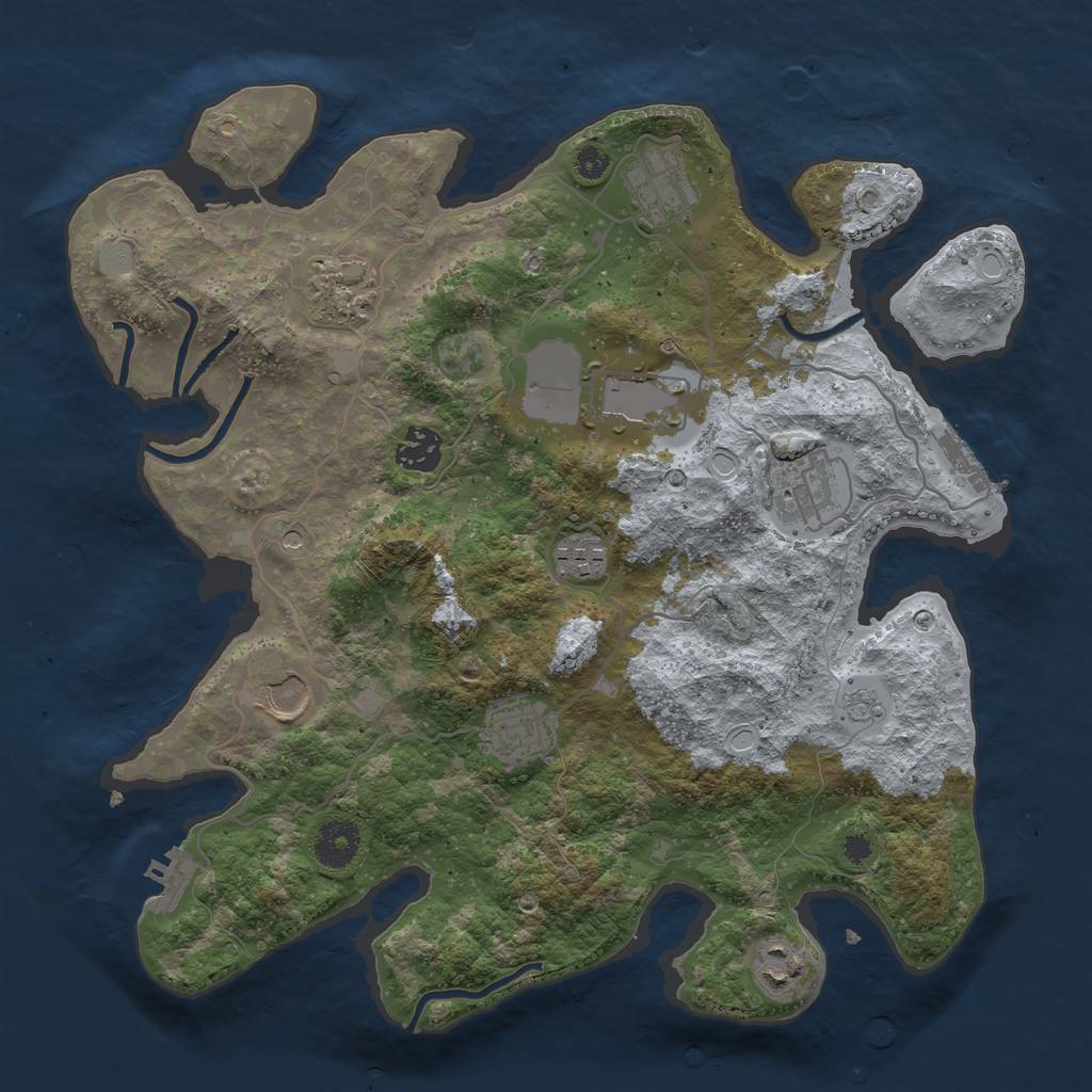 Rust Map: Procedural Map, Size: 3500, Seed: 458983275, 18 Monuments