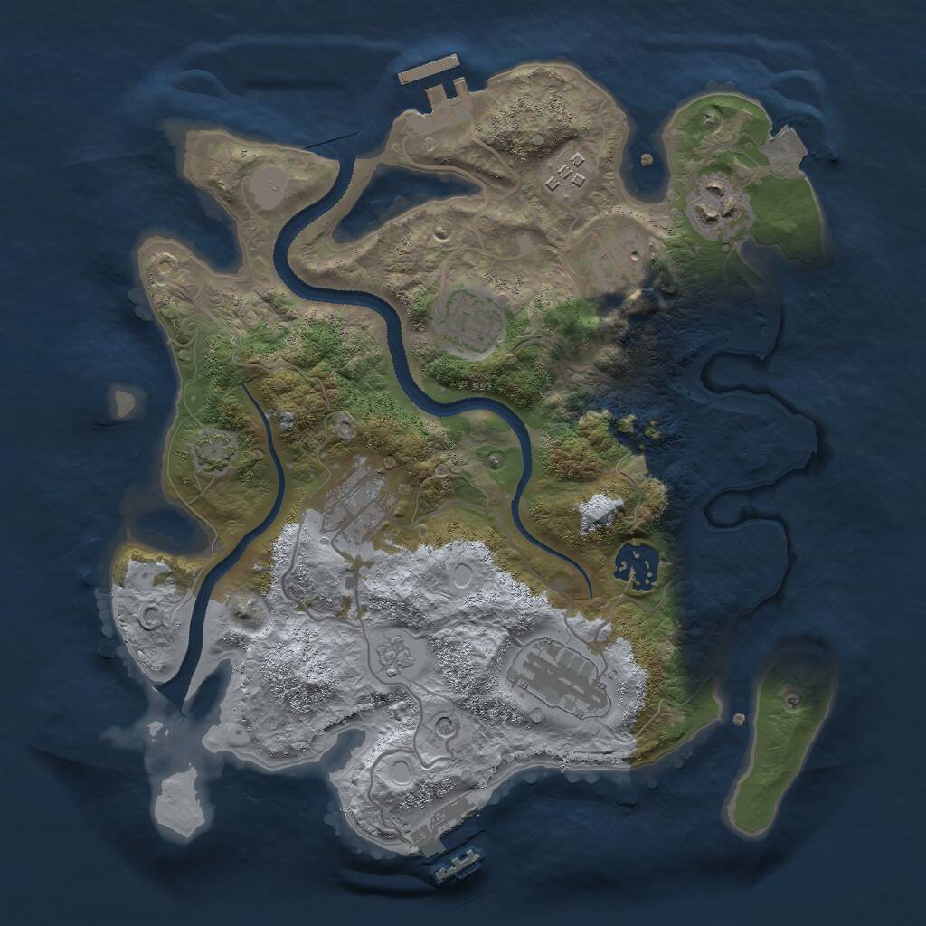 Rust Map: Procedural Map, Size: 3000, Seed: 127454132, 13 Monuments