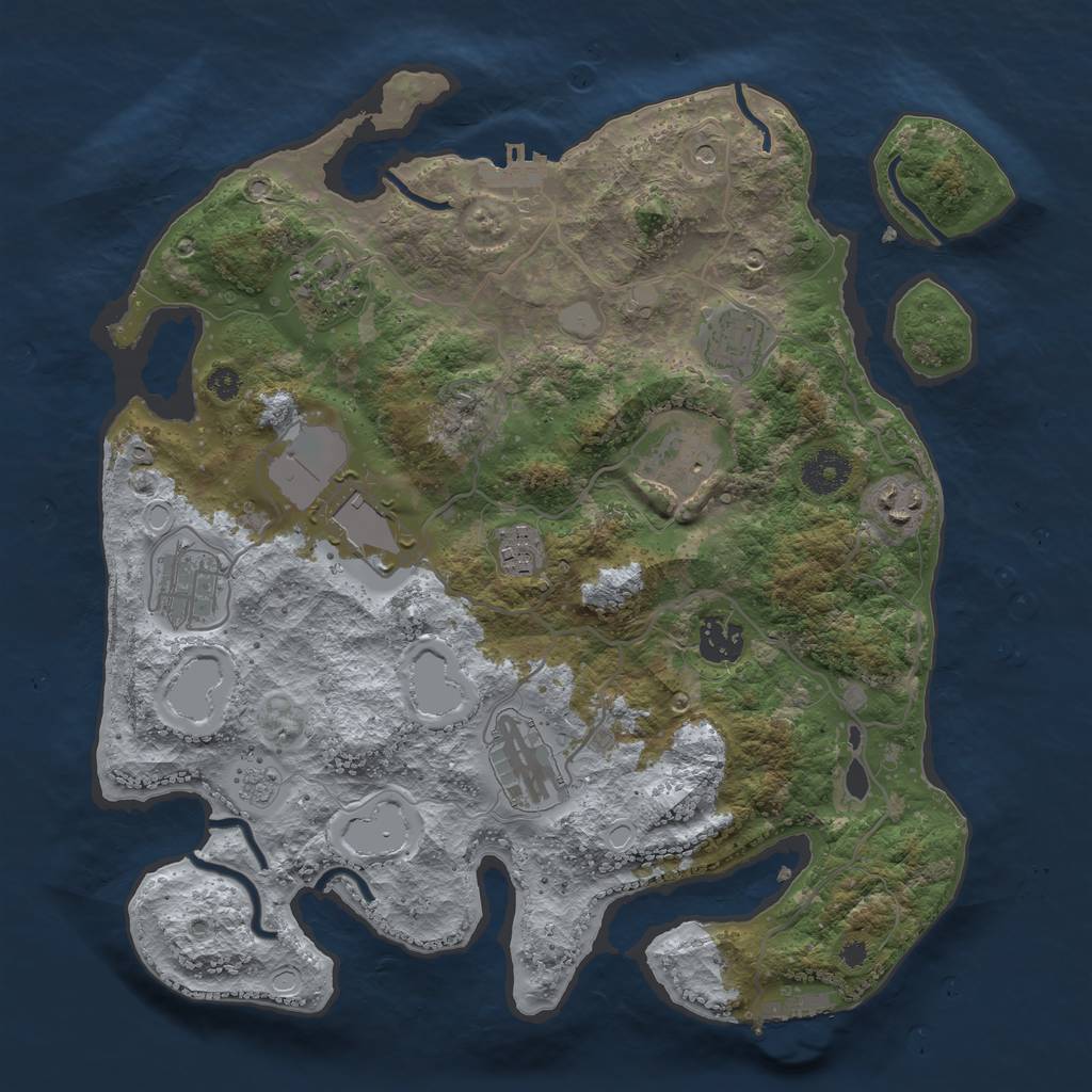 Rust Map: Procedural Map, Size: 3500, Seed: 6230, 18 Monuments