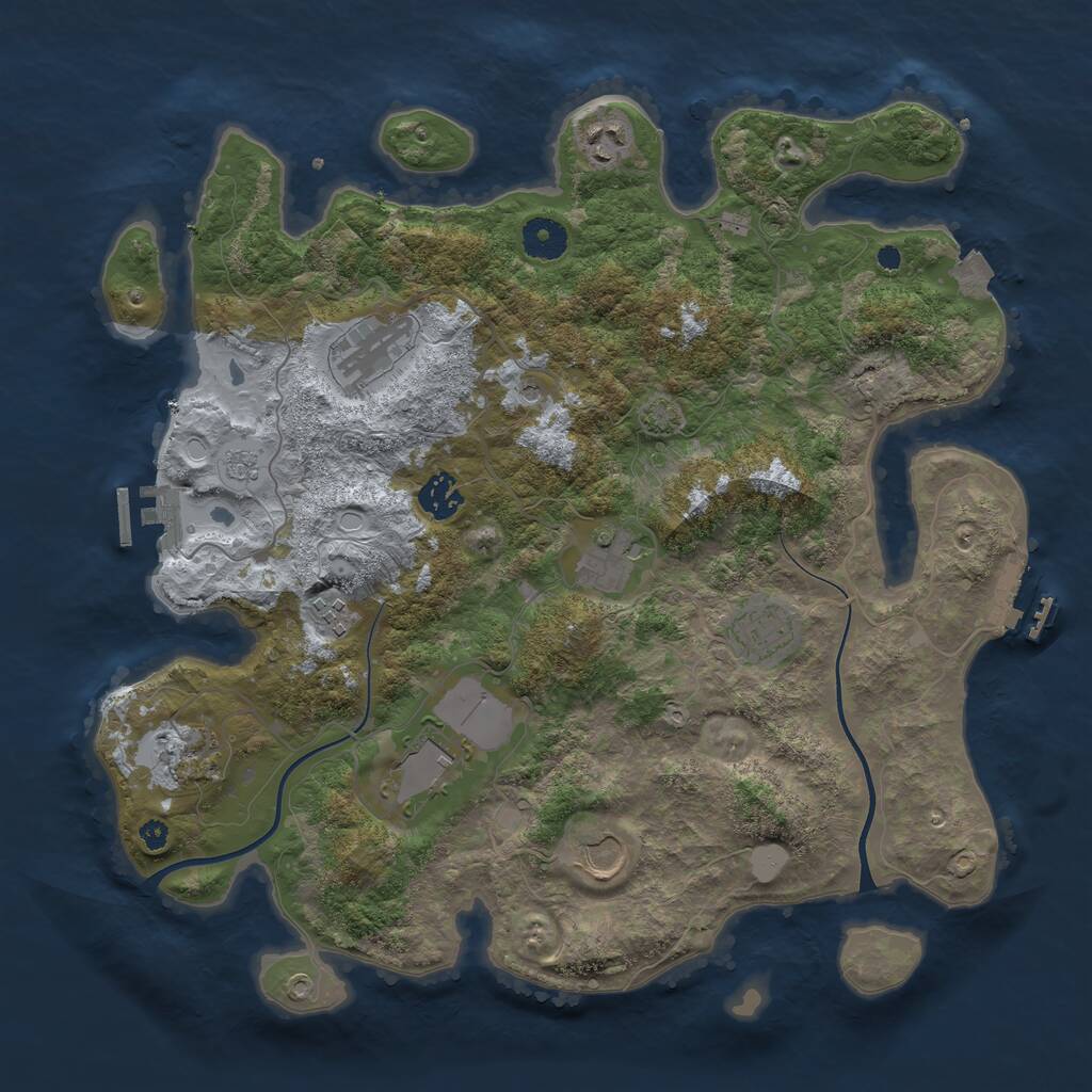 Rust Map: Procedural Map, Size: 3750, Seed: 1720489186, 15 Monuments