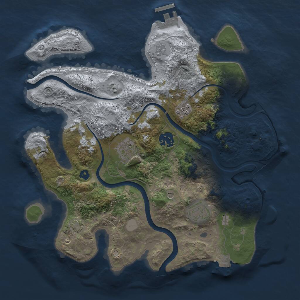Rust Map: Procedural Map, Size: 3000, Seed: 15555, 9 Monuments