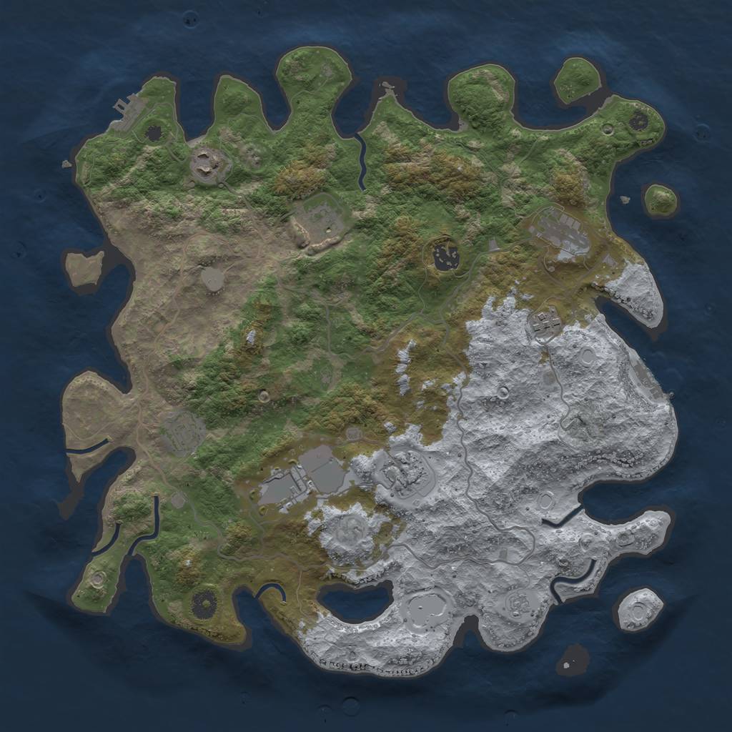 Rust Map: Procedural Map, Size: 4000, Seed: 1478, 16 Monuments