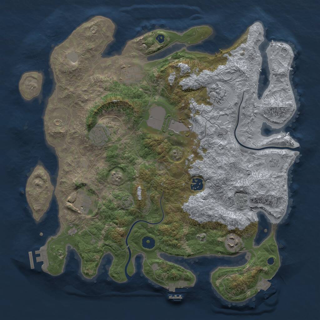 Rust Map: Procedural Map, Size: 3750, Seed: 244448524, 14 Monuments