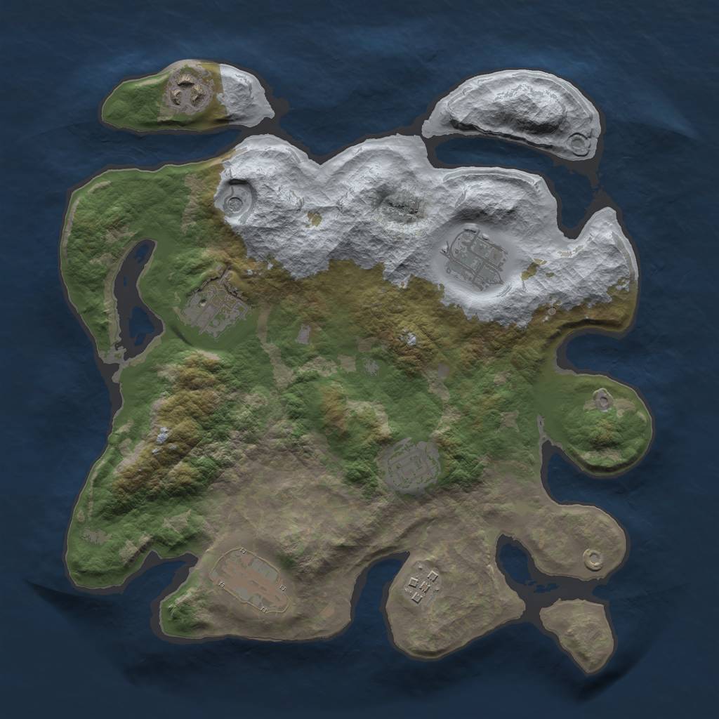 Rust Map: Barren, Size: 3000, Seed: 449706383, 9 Monuments