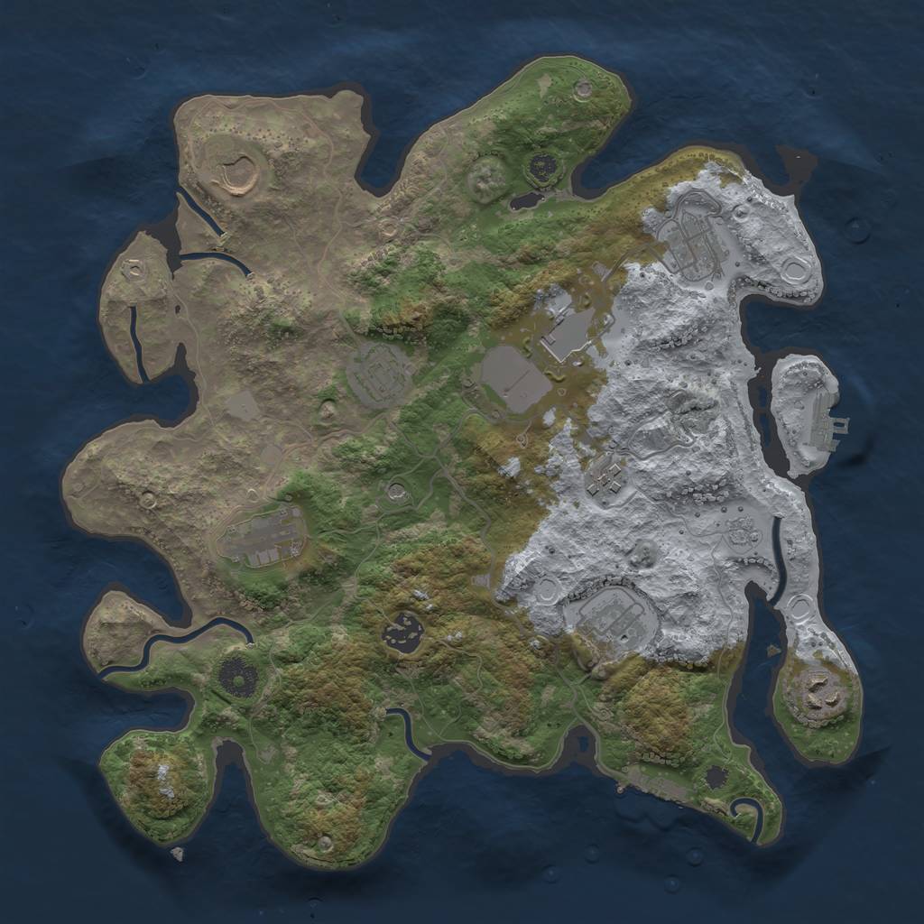 Rust Map: Procedural Map, Size: 3500, Seed: 296415, 16 Monuments
